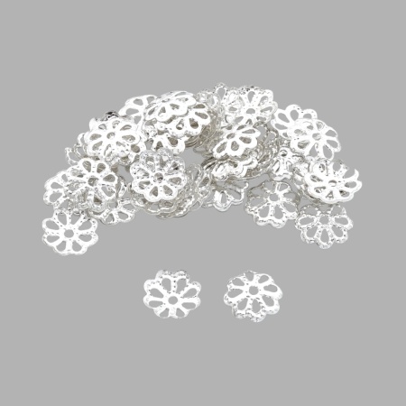 Шапочка для бусин 4AR196, 6,5мм 50шт/упак, Astra&Craft (Серебро)