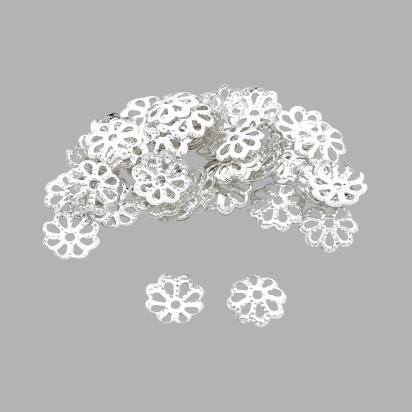 Шапочка для бусин 4AR196, 6,5мм 50шт/упак, Astra&Craft (Серебро)