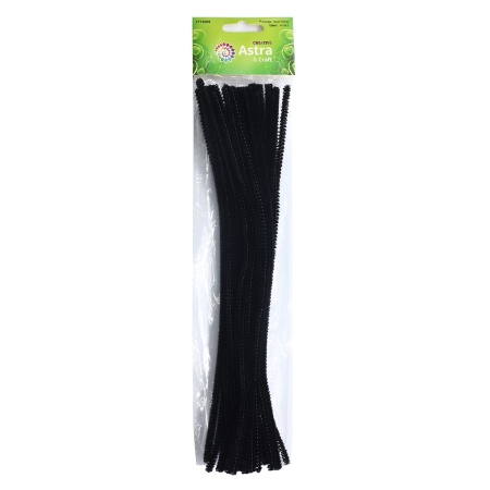 Синель-проволока, 6мм*30см, 30шт/упак, Astra&Craft (A-047 черный)