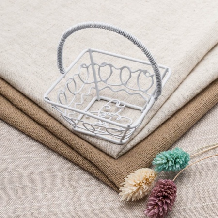 AF05 Корзинка витая металлическая квадратная, 7*6см (белый)