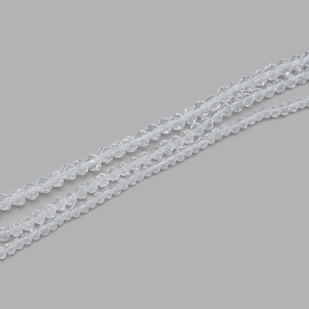 Бусины стеклянные на нитке, граненые, рондели, 3 нити длиной 38(+/-1)см микс 2.3.4мм, Astra&Craft (1 прозрачный)