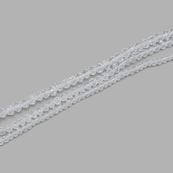 Бусины стеклянные на нитке, граненые, рондели, 3 нити длиной 38(+/-1)см микс 2.3.4мм, Astra&Craft (1 прозрачный)