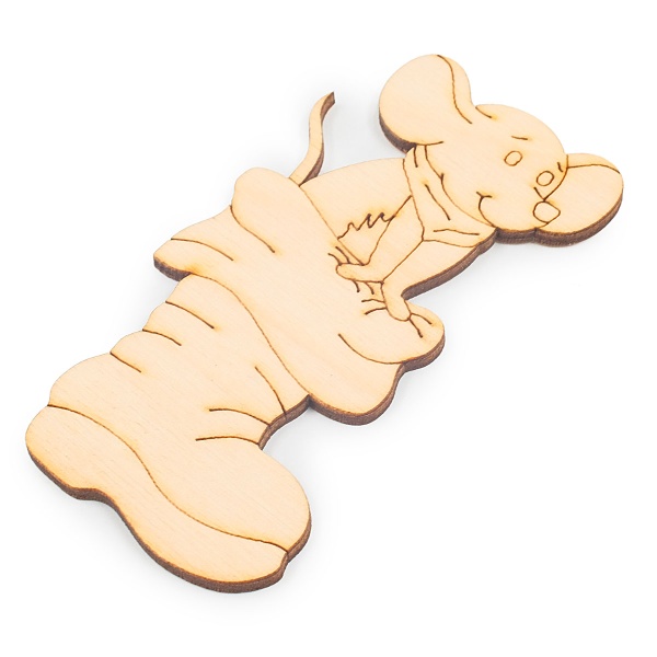 L-1313 Деревянная заготовка Мышонок в сапожке 4,6*9,4*0,3см Astra&Craft