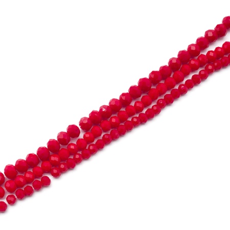 Бусины стеклянные на нитке, граненые, рондели, 3 нити длиной 38(+/-1)см микс 2.3.4мм, Astra&Craft (71 красный)