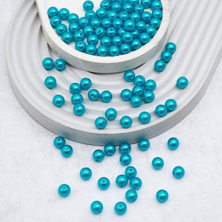 Бусины пластиковые, 'жемчуг', цветные, круглые, 8мм, 25гр, Astra&Craft (030 NL морская волна)