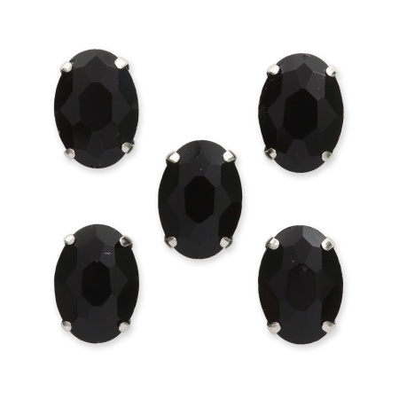 ОЦ012НН1014 Хрустальные стразы в цапах овальной формы, черный 10х14 мм, 5 шт.
