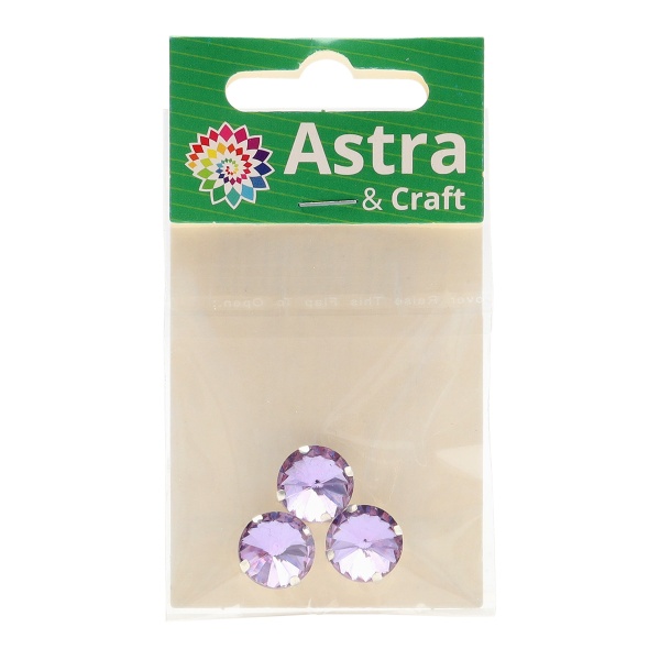 РЦ011НН12 Хрустальные стразы в цапах круглой формы, сиреневый 12 мм, 3 шт. Astra&Craft