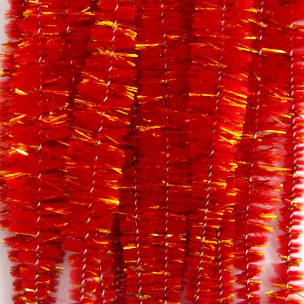 Проволока синельная объемная 'Цветок', 12мм*300мм, 15шт/упак, Astra&Craft (B-037 красный с люрексом)