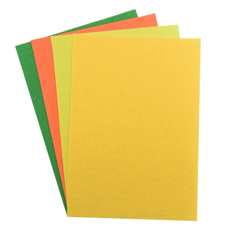 Фетр листовой жесткий ассорти, 1.0мм, 20х30см, 4шт/упак Astra&Craft (1 зеленый/оранжевый/желтый/т.желтый)