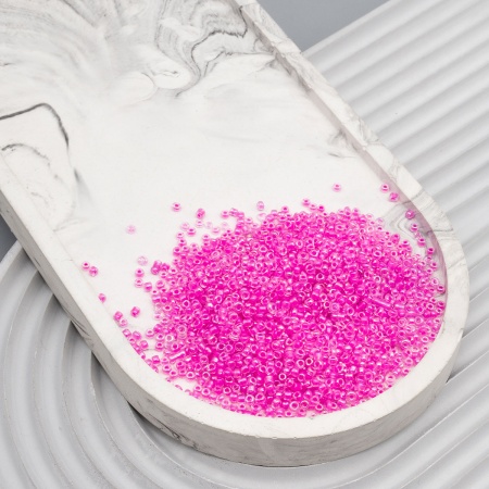 Бисер, (стекло), 11/0, упак./20 гр., Astra&Craft (205 фуксия/прозр.с цвет.центром(радужный))