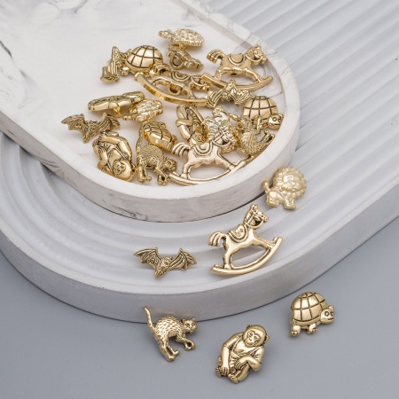 Набор декоративных пуговиц 'Игрушки-зверюшки', AG/золото, 24 шт