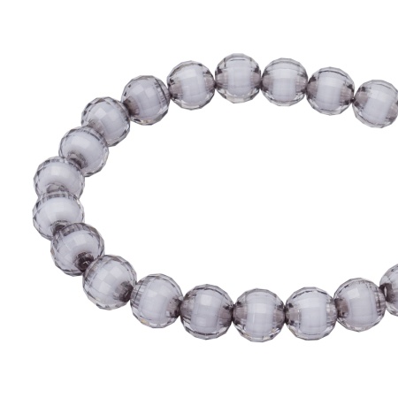 LY-162 Бусины пластиковые, акрил, цвет. с белой сердц., круглые часто гран., 8мм, 500гр, Astra&Craft (59 серый)