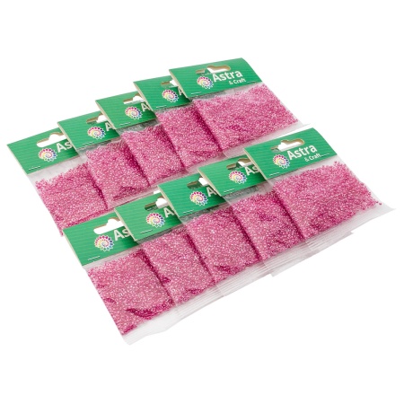 Бисер, (стекло), 11/0, упак./20 гр., Astra&Craft (2209 фиолетовый/прозр.с.цвет.центром(глянцевый))