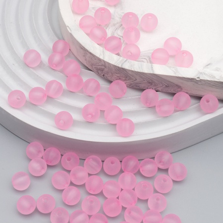 2008 Бусины пластиковые, полупроз., матовые цвет., круглые, 8мм, 20гр,70(+/-5)шт/упак, Astra&Craft (003 розовый)