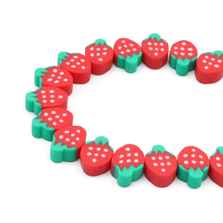 ZZ1411 Бусины из полимерной глины 'Клубничка', красная, 50 (+/- 3)шт/упак, Astra&Craft