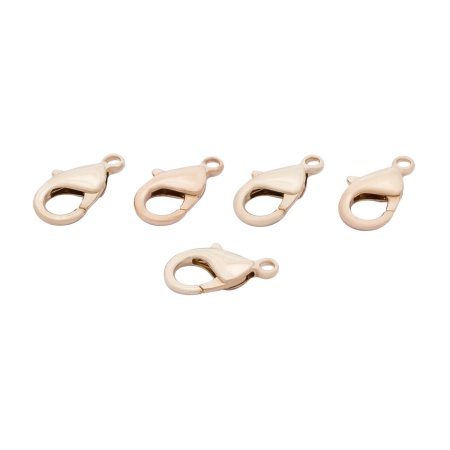 4AR2042 Замок для бус карабин, 14(+/-0,5) мм, 5 шт/упак, Astra&Craft (золото)