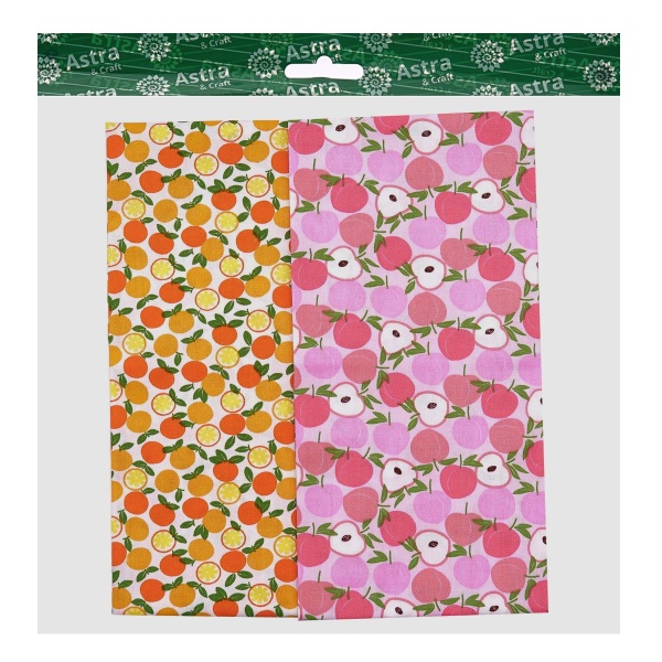 PAT02-04 Набор тканей 'Фруктовый микс' (100% хлопок), 50*50см, 2шт/упак, Astra&Craft