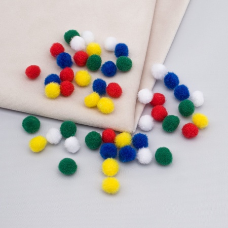 Помпоны 'Цвета радуги' 10мм, 5 цветов, 50шт, Astra&Craft