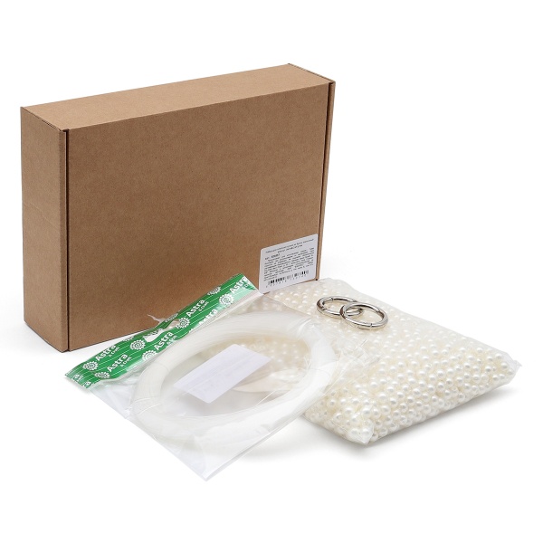 Набор для плетения сумки из бусин 8 мм молочный жемчуг, Astra&Craft