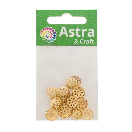 4AR198 Шапочка для бусин, 10мм 50шт/упак, Astra&Craft (Золото)