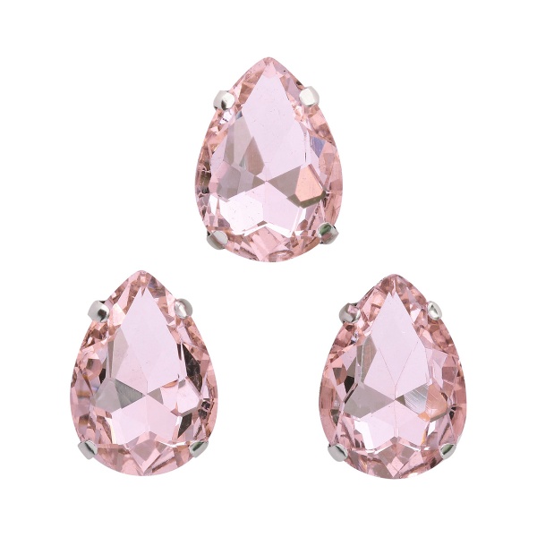 АЦ006НН1318 Хрустальные стразы в цапах формы 'капля', розовый 13х18 мм, 3 шт.
