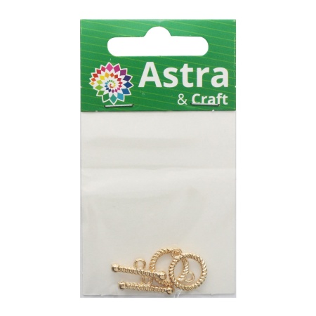 4AR215 Замок-тогл, d 12мм, 2пары/упак, Astra&Craft (Золото)
