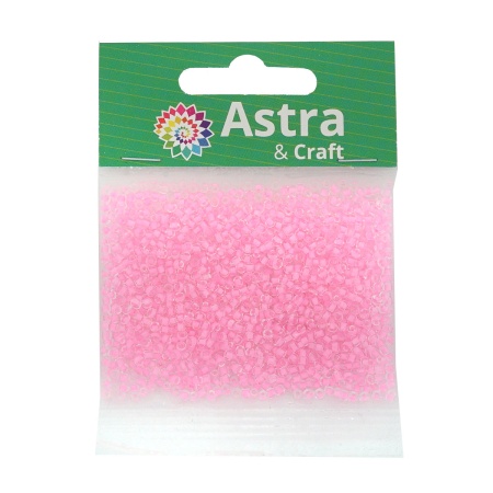 Бисер, (стекло), 11/0, упак./20 гр., Astra&Craft (137 св.розовый/прозр.с цвет.центром)