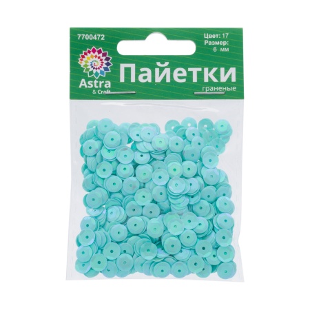 Пайетки граненые, 6 мм, упак./10 гр., Astra&Craft (17 св.-бирюзовый)