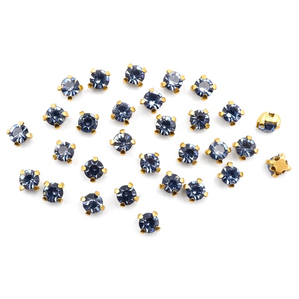 ЗЦ006НН44 Хрустальные стразы в цапах круглые (золото) светло-голубой 4х4 мм, 29-30 шт/упак. Astra&Craft