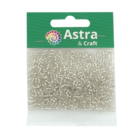 Бисер, (стекло), 11/0, упак./20 гр., Astra&Craft (21 белый/прозр.серебрист.центр(круг.отв.))