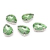 АЦ023НН1014 Хрустальные стразы в цапах формы 'капля', светло-зеленый 10х14, 5 шт.