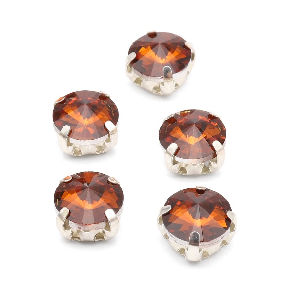 РЦ007НН8 Хрустальные стразы в цапах круглой формы, янтарный 8 мм, 10 шт. Astra&Craft