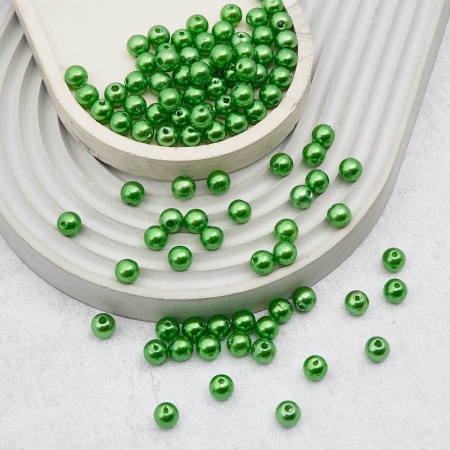 Бусины пластиковые, 'жемчуг', цветные, круглые, 8мм, 25гр, Astra&Craft (038 NL зеленый)