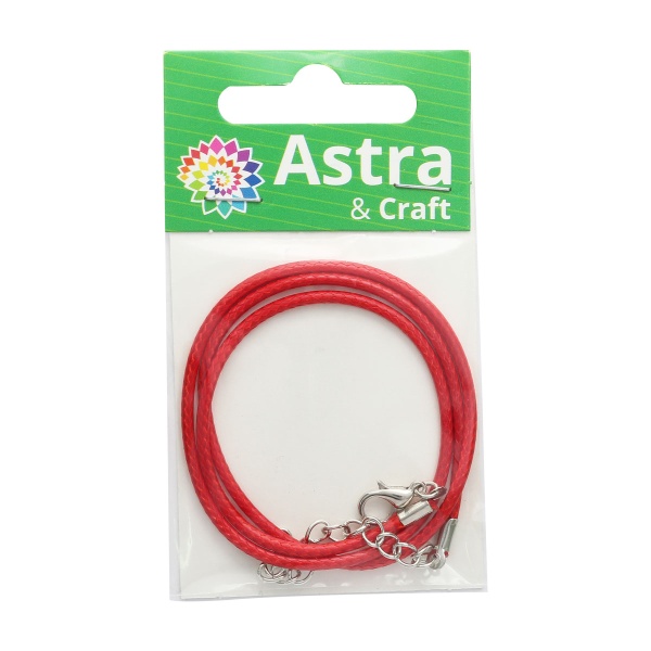 4AR343 Шнур вощеный с замком, 2мм, 45см. Astra&Craft (10 красный)