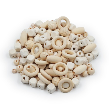 Набор деревянных неокрашенных бусин МИКС, 6-20 мм, 138 (+/- 6) шт, Astra&Craft