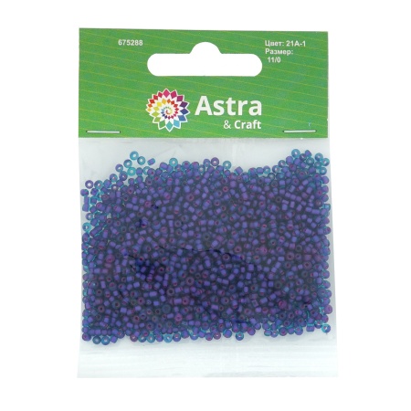 Бисер, (стекло), 11/0, упак./20 гр., Astra&Craft (21А-1 синий/прозрачный с цветным центром)