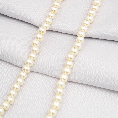 Бусины стеклянные на нитке, 6 мм, длина 40 см, Astra&Craft (SA-06 жемчужный)