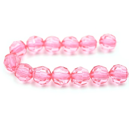 2023 Бусины пластиковые, акрил, прозрач. в цвете, граненые круглые, 8мм, 25гр, Astra&Craft (5 малиновый)