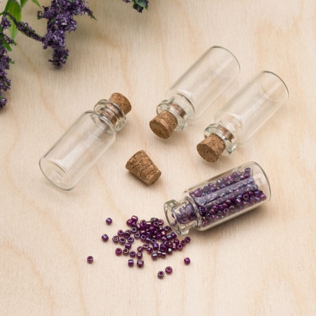 Баночки стеклянные с пробкой 1,6*3,5 см, 3 мл, 4 шт/упак