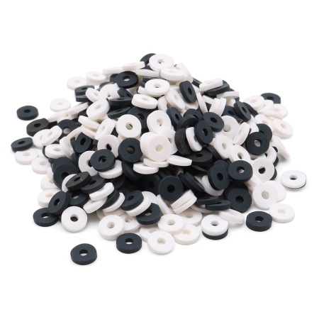 Бусины плоские из полимерной глины 6мм 20г, Astra&Craft (B13 черно-белый микс)