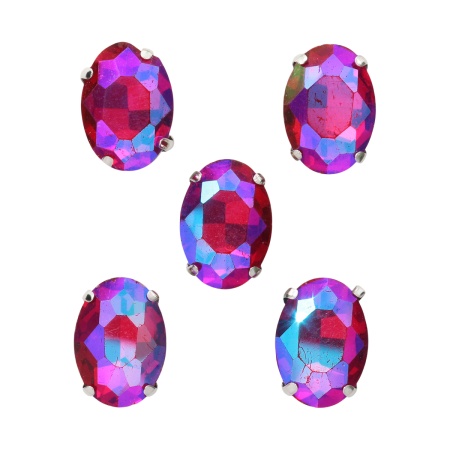 ОЦ006НН1014 Хрустальные стразы в цапах овальной формы, фуксия 10х14 мм, 5 шт.