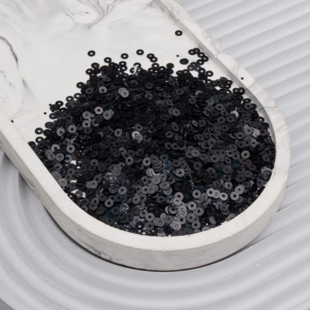 Пайетки плоские, 3 мм, упак./10 гр., Astra&Craft (А50 черный голограмма)