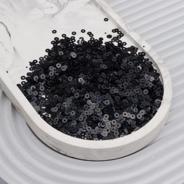 Пайетки плоские, 3 мм, упак./10 гр., Astra&Craft (А50 черный голограмма)