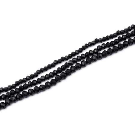Бусины стеклянные на нитке, граненые, рондели, 3 нити длиной 38(+/-1)см микс 2.3.4мм, Astra&Craft (2 черная керамика)