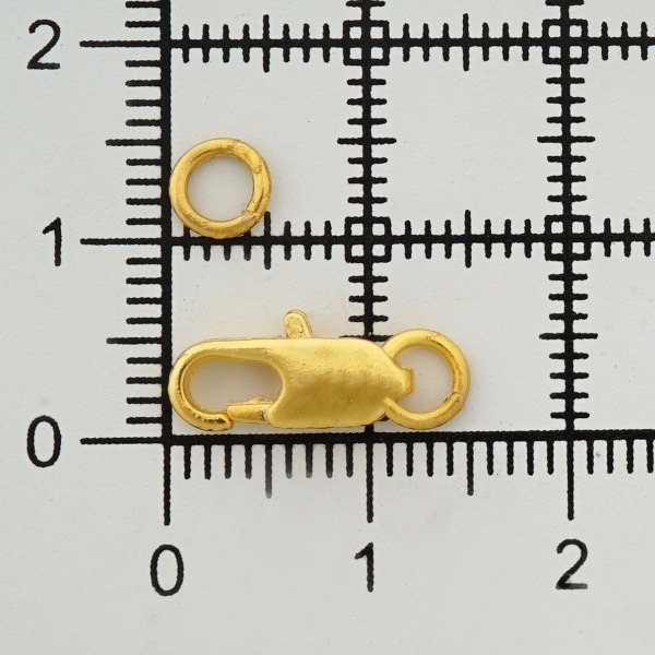 4AR238 Замок для бус карабин с кольцами 12мм, 5шт/упак, Astra&Craft (Золото)