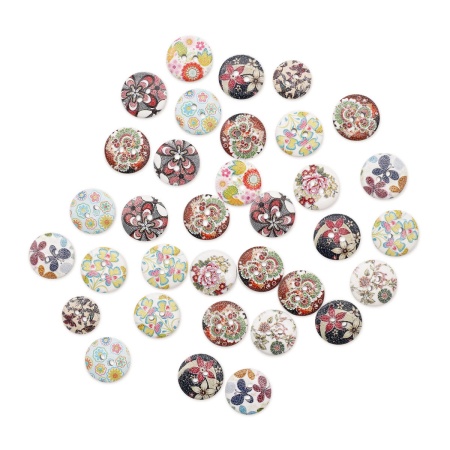 Набор деревянных пуговиц 'Цветочки-лепесточки' №9, 15-18мм, 100шт