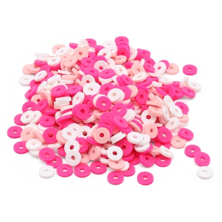 Бусины плоские из полимерной глины 6мм 20г, Astra&Craft (B24 малиново-белый микс)